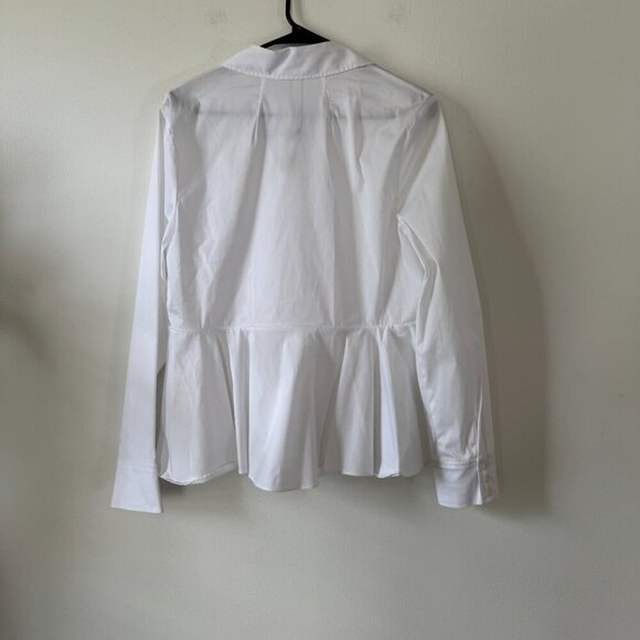 Milly Stretch Poplin Peplum Top in White - Picture 2 of 10